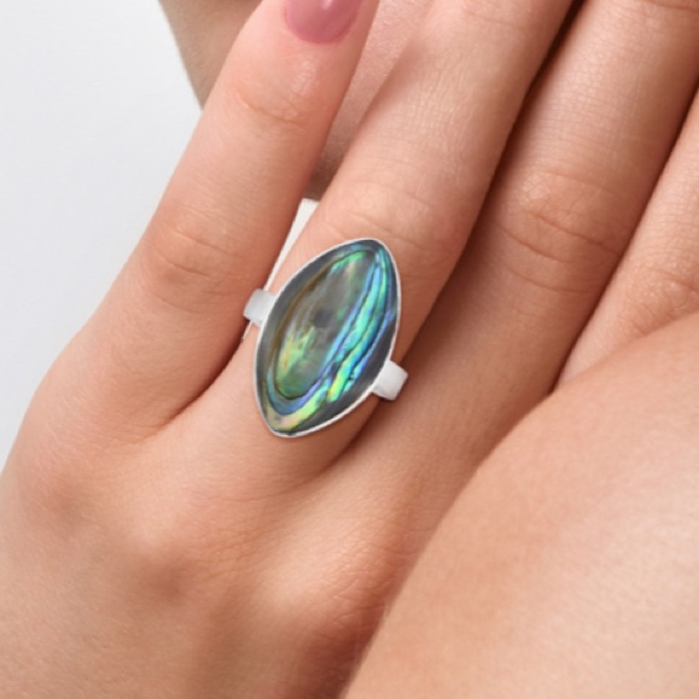 Abalone Shell Solitaire Ring - Picture 3 of 9
